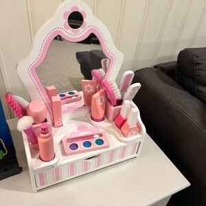 Pink and White Kids Vanity Playset Melissa and Doug Brand